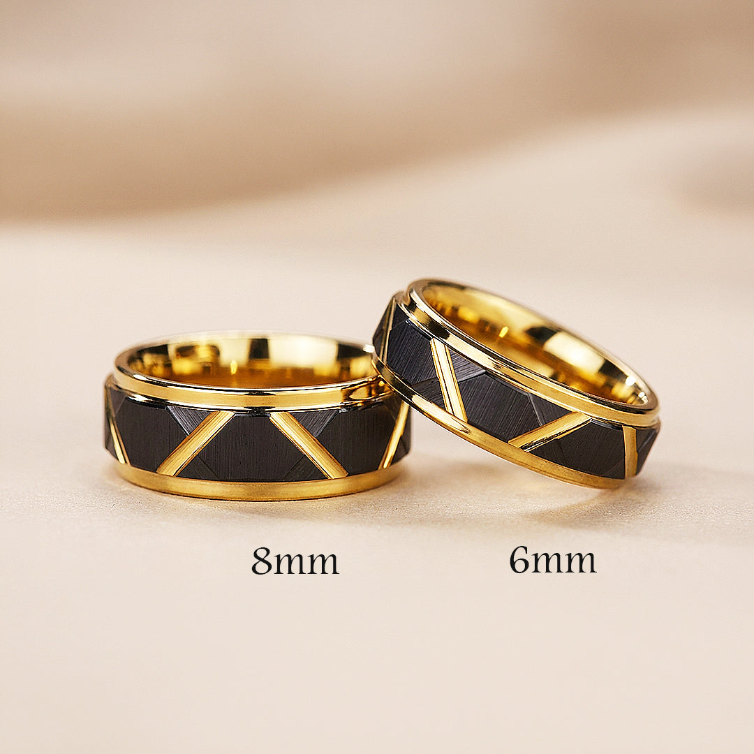 Argentine | Tungsten Couple Rings | Black & Rose Gold Wedding Bands