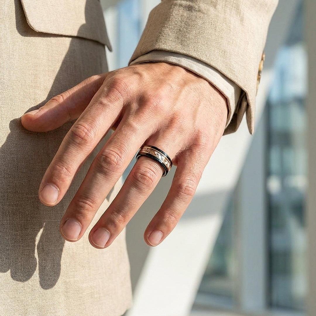 Chasm Opal Black Tungsten Carbide Ring | Men's Ring