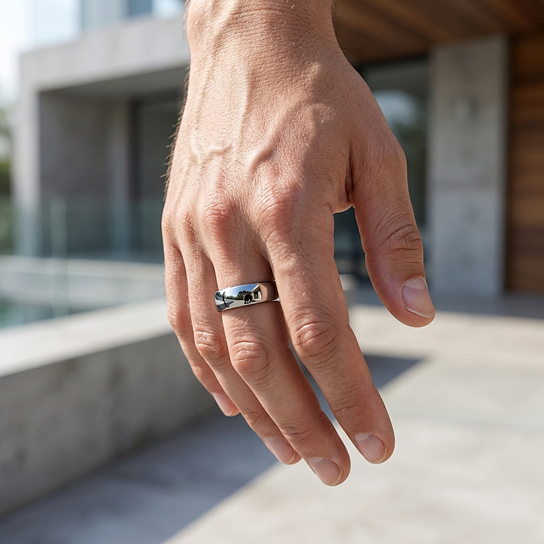 Classic Silver | Polished Tungsten Carbide Ring | Men's Ring