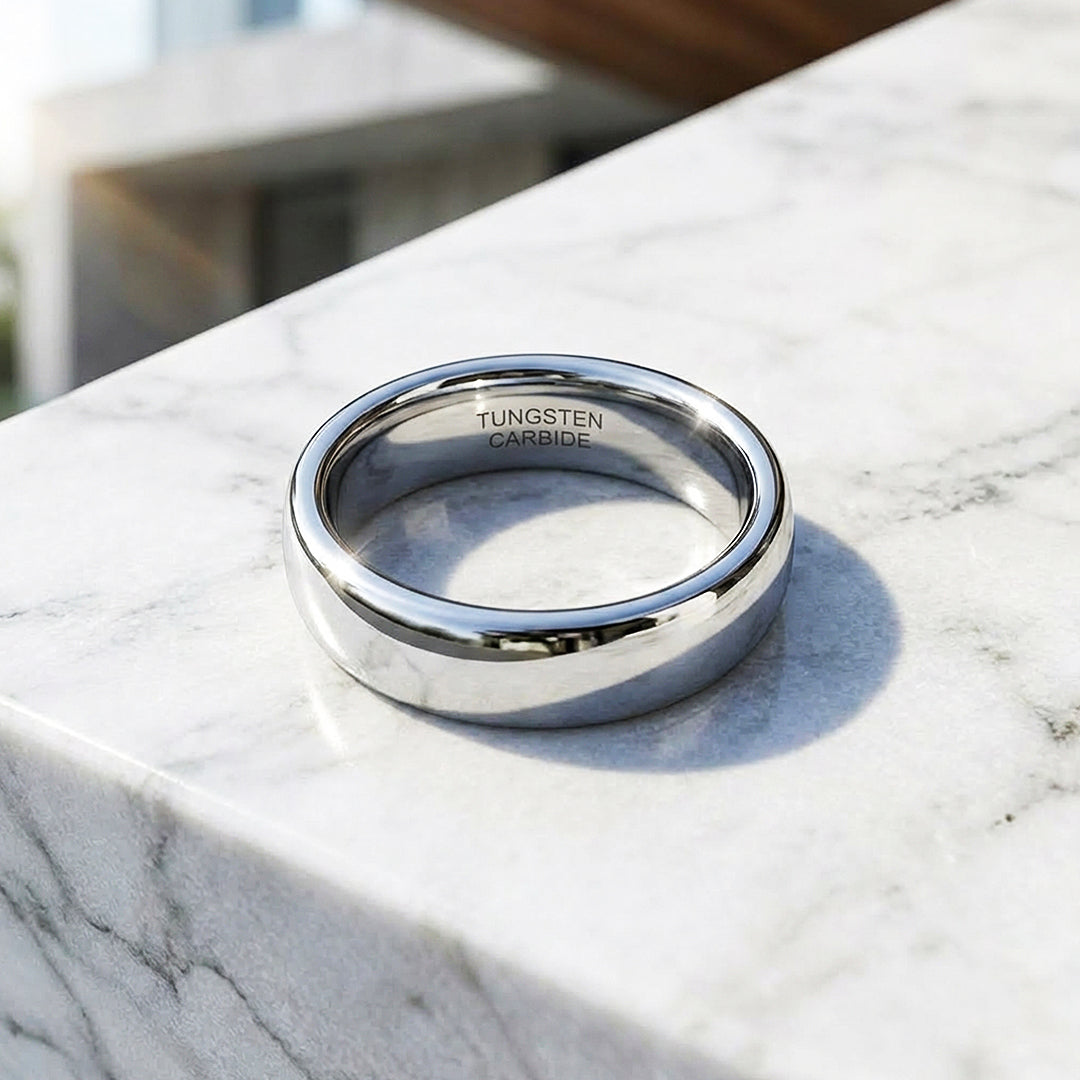 Classic Silver | Polished Tungsten Carbide Ring | Men's Ring