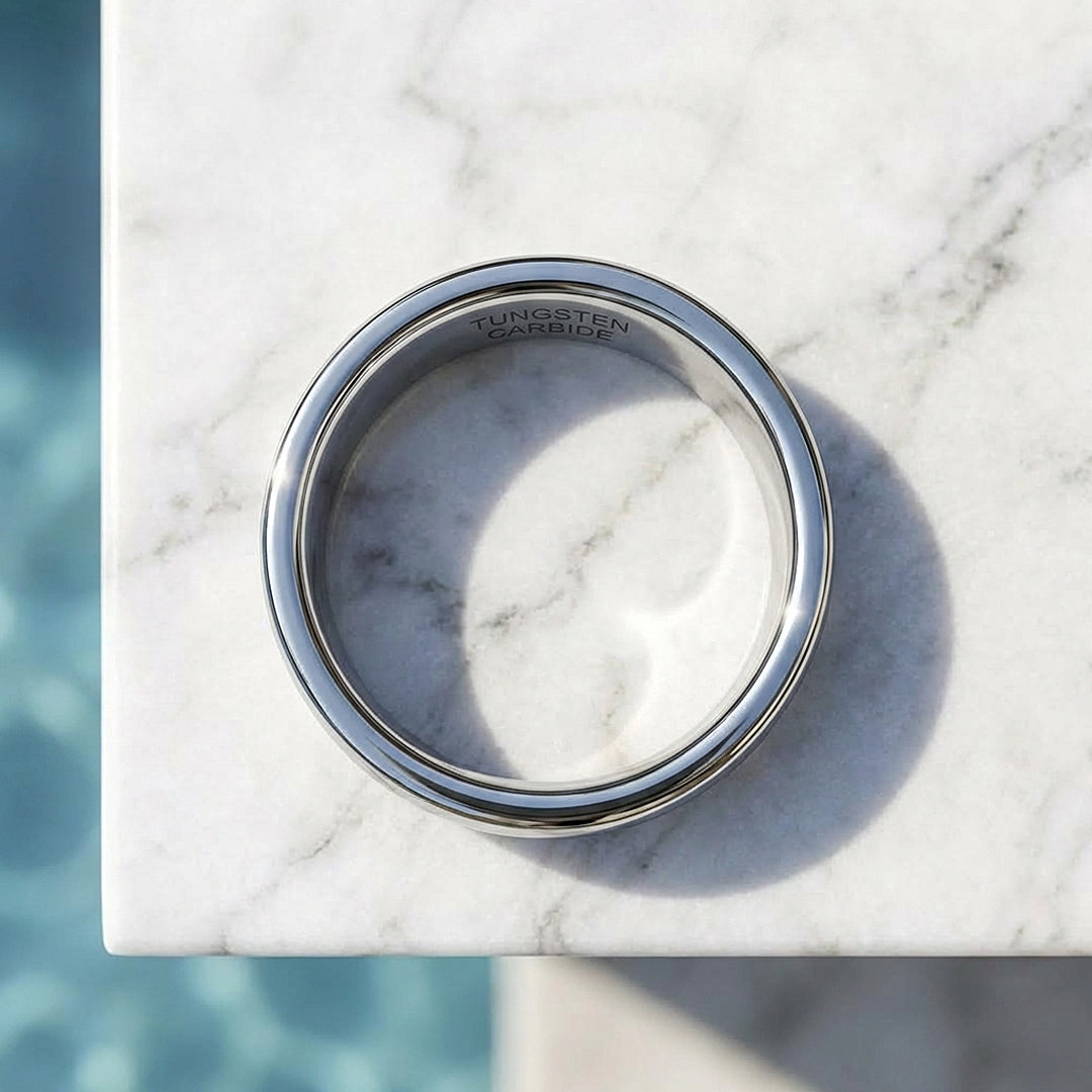 Classic Silver | Polished Tungsten Carbide Ring | Men's Ring