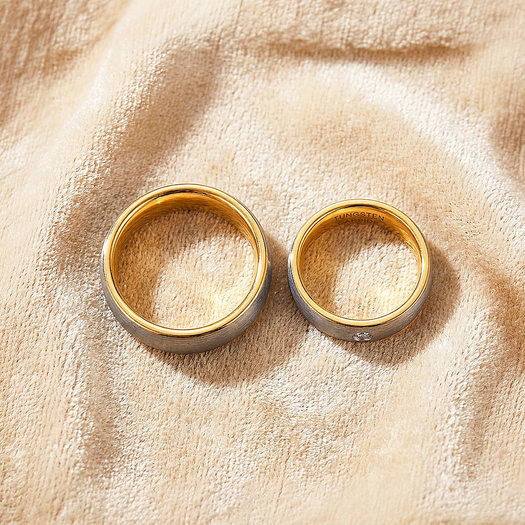 Cleon | Tungsten Couple Rings | Silver and Gold Wedding Bands