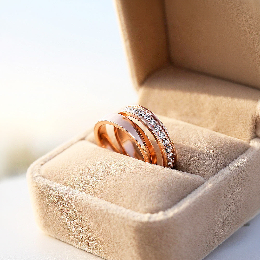 Connection | High-Polished Full Eternity and Plain Band Flat Wedding Band