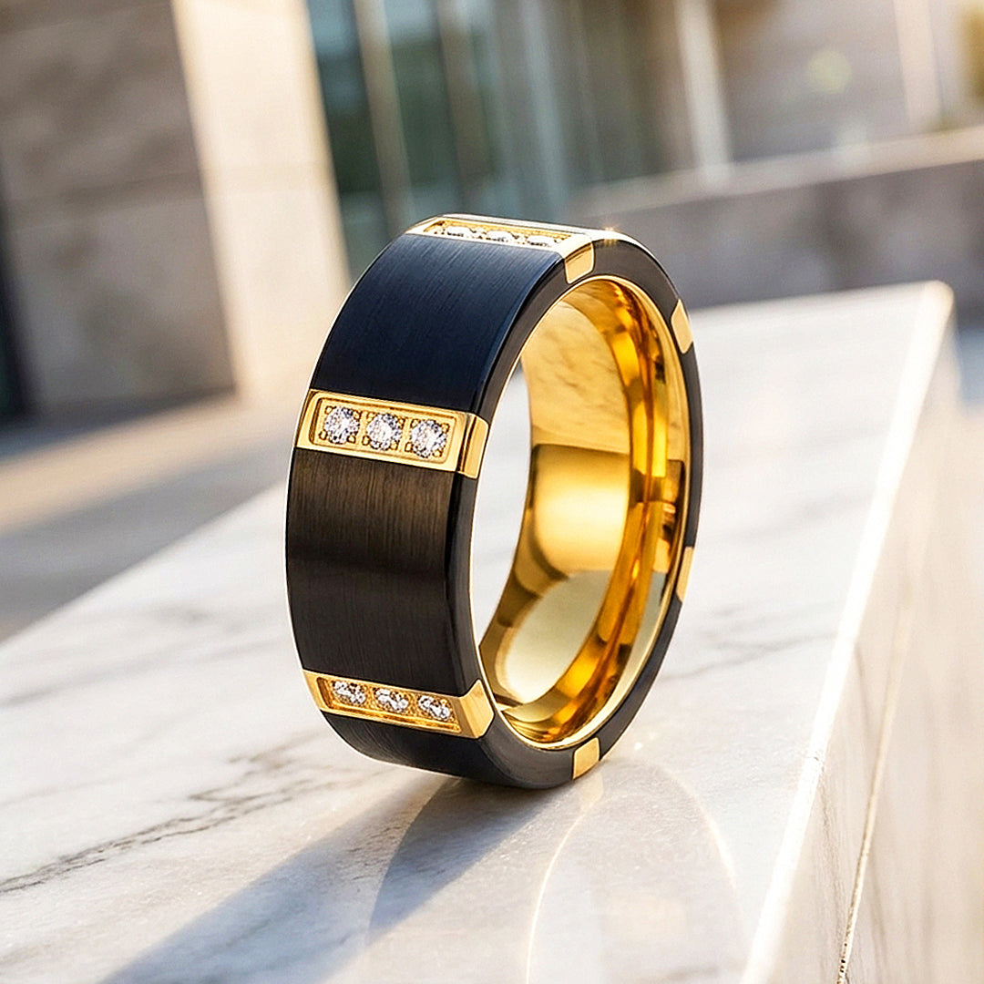 Conrad Brushed Gold Tungsten Carbide Ring | Men's Ring