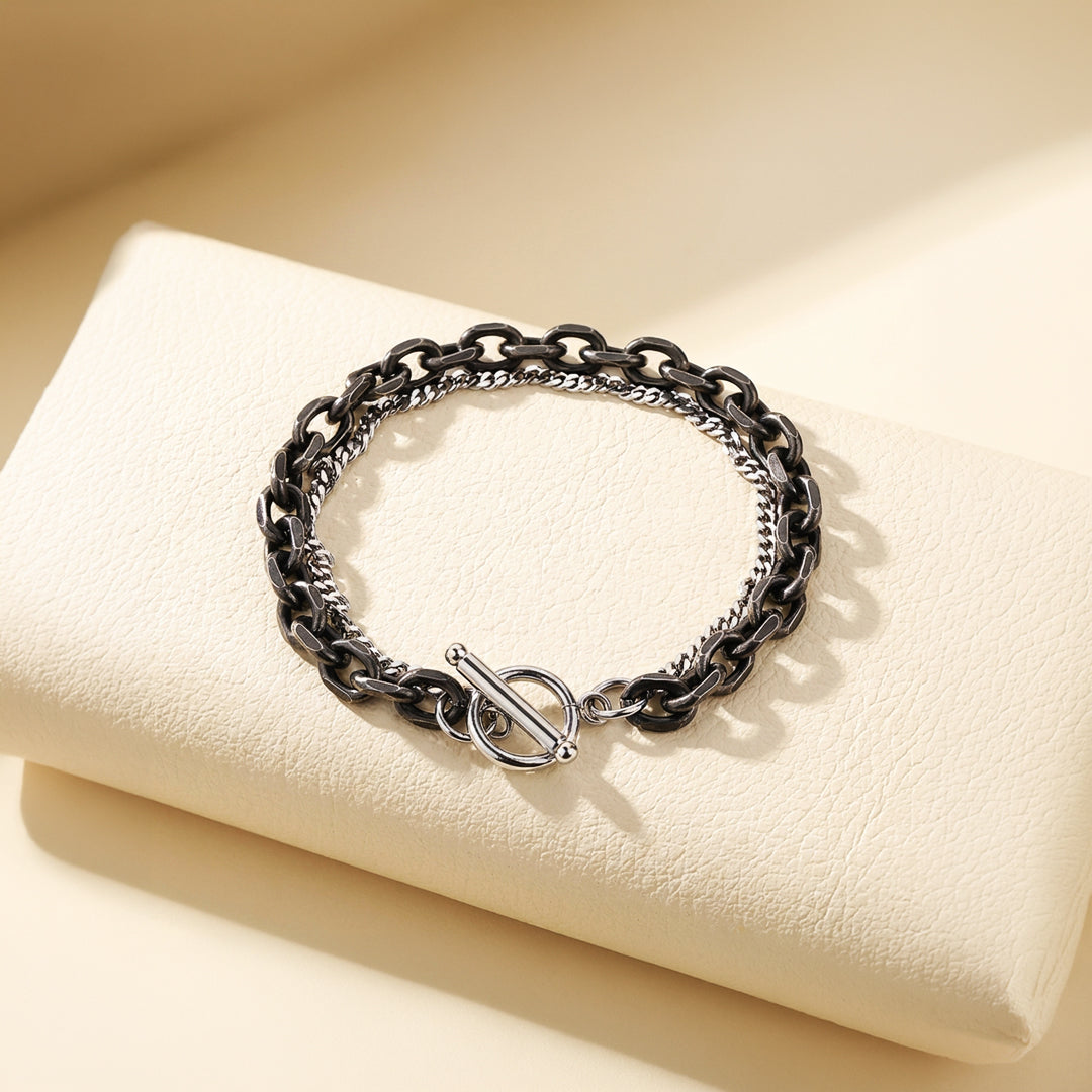 Convivial Steel | Men's Double Layer Chain Bracelet