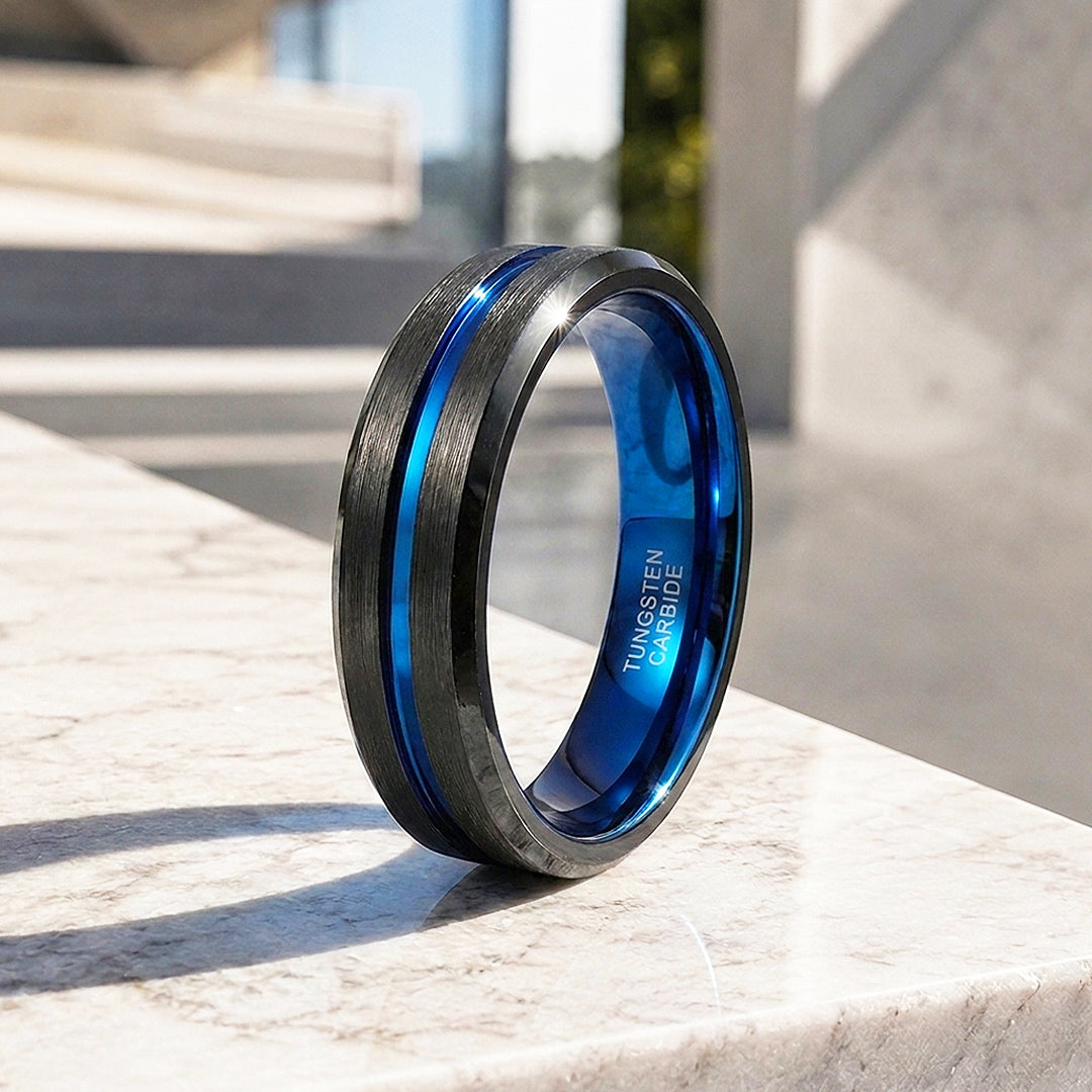 Earric | Brushed Channel Tungsten Carbide Ring | Men's Ring