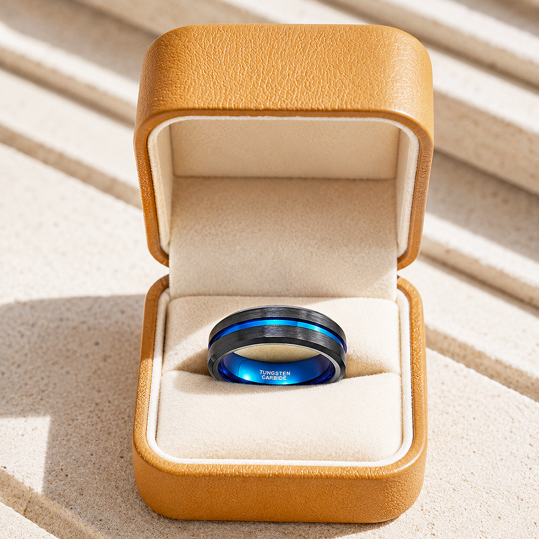 Earric | Brushed Channel Tungsten Carbide Ring | Men's Ring