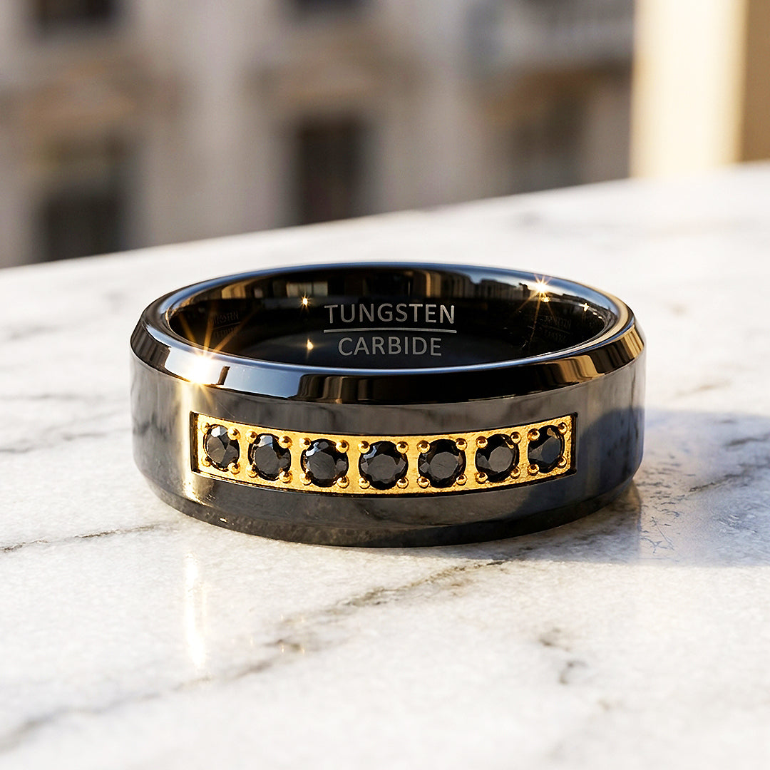 Ebonite Polished Black Tungsten Carbide Ring | Men's Ring