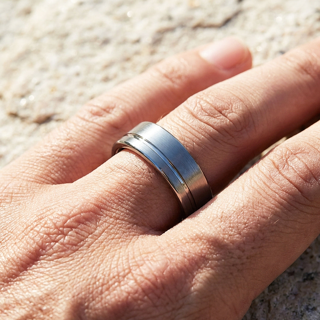 Edge Brushed Tungsten Carbide Ring | Men's Ring
