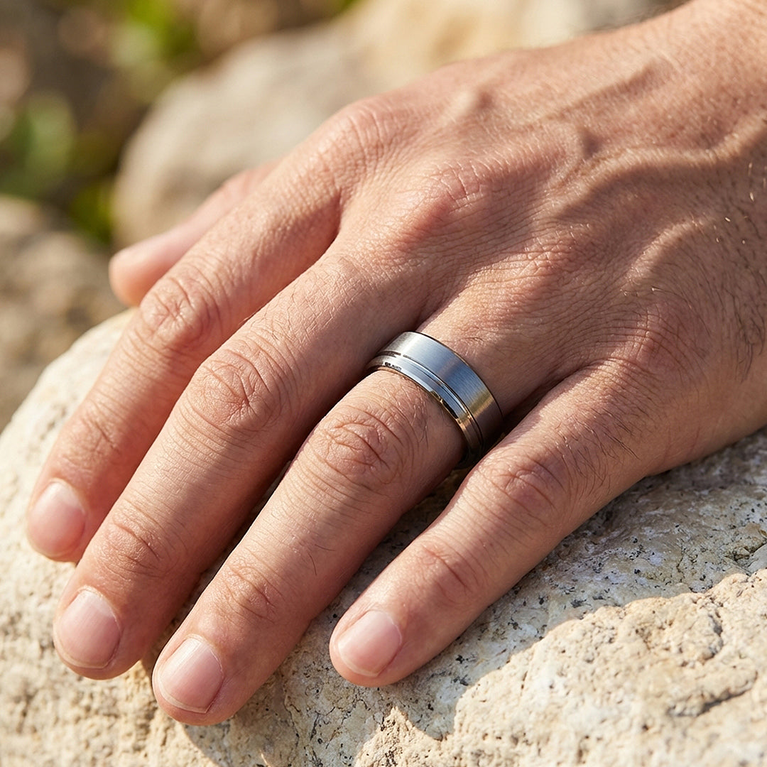 Edge Brushed Tungsten Carbide Ring | Men's Ring
