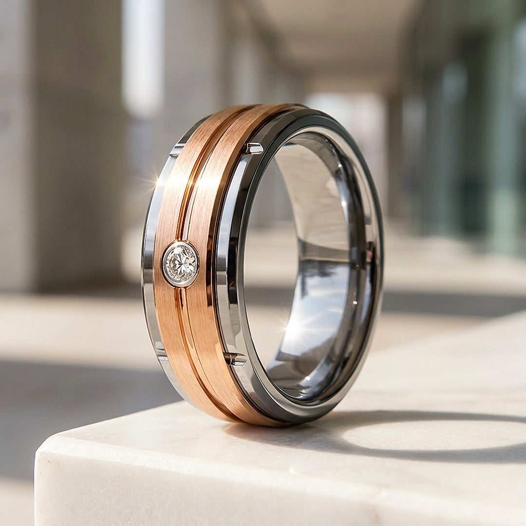 Ekon Rose Gold Two-Tone Tungsten Carbide Ring | Men's Ring