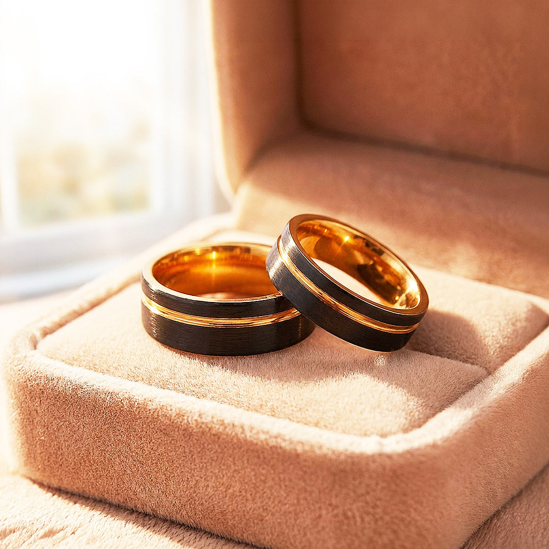Emmove | Tungsten Couple Rings | Black Wedding Bands