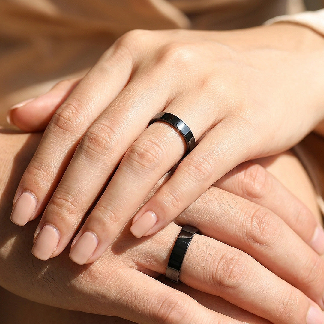 Eternal Link Black | High-Polished Classic Flat Wedding Band