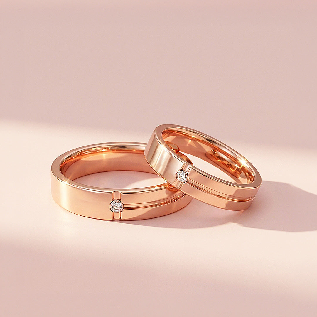 Fraiser | Tungsten Couple Rings | Rose Gold Wedding Bands