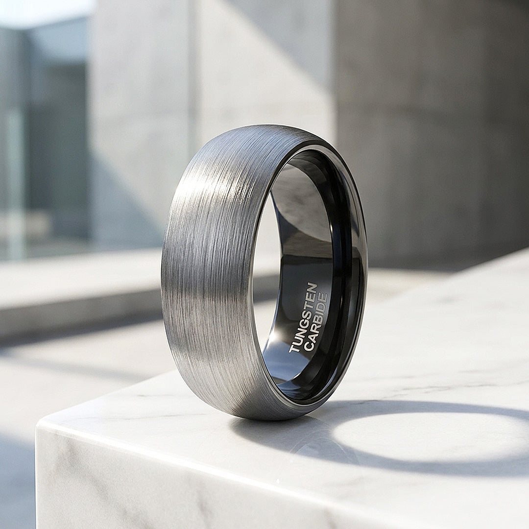 Igor | Brushed Silver Dome Tungsten Carbide | Men's Ring