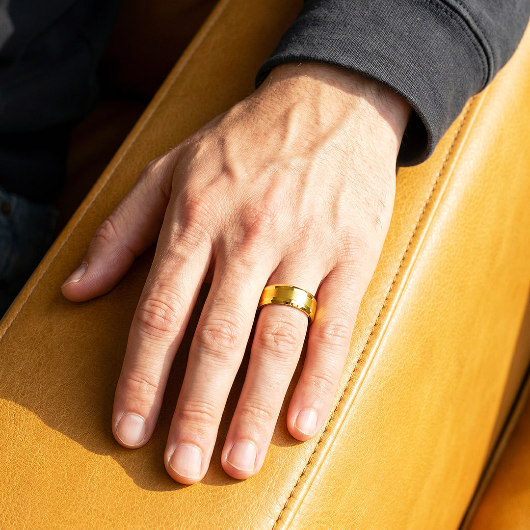 Irwin | Brushed Polished Tungsten Carbide Ring | Men's Ring