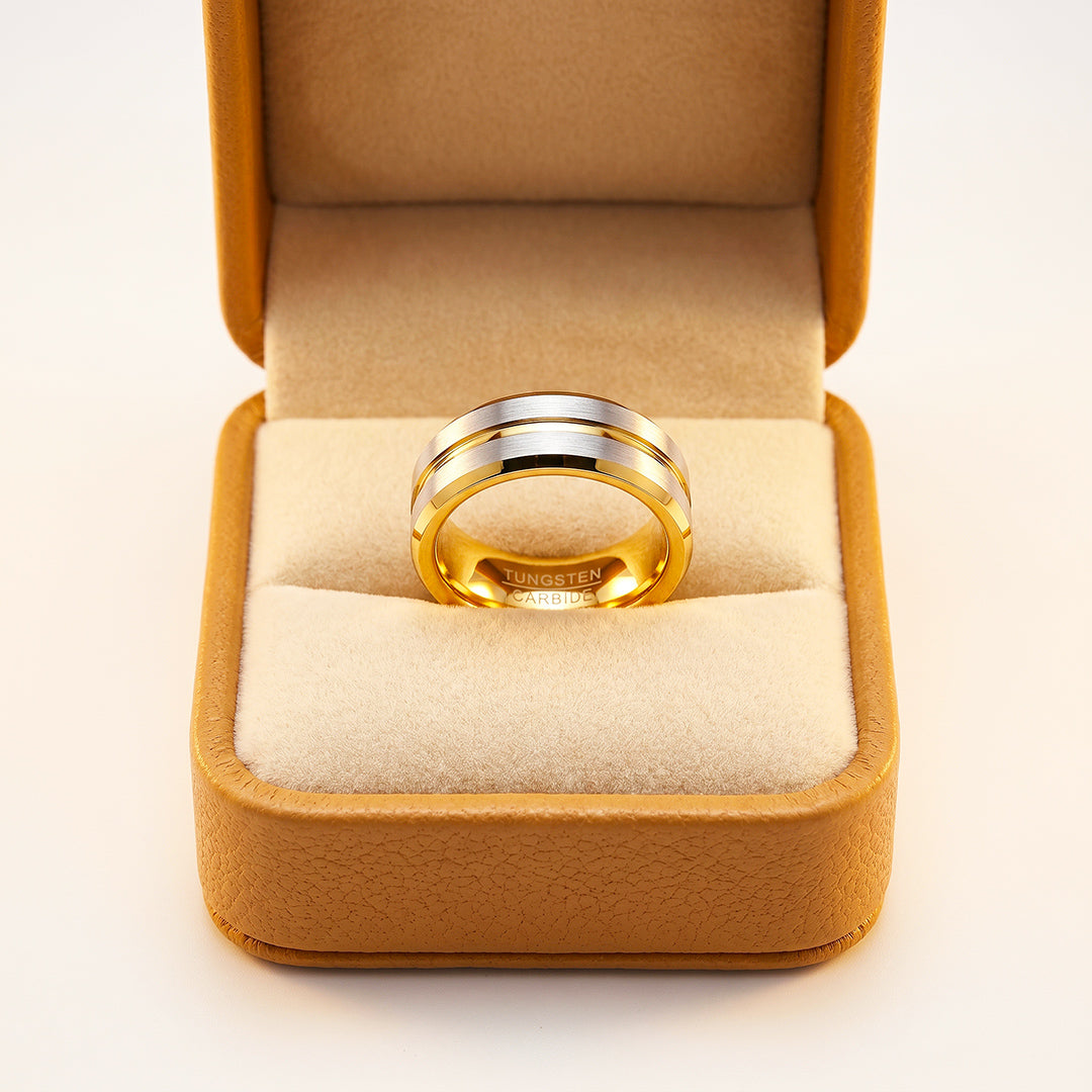 Ivor | Two-Tone Groove Tungsten Carbide Ring | Men's Ring
