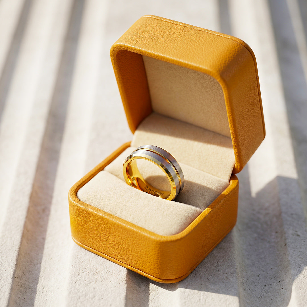 Ivor | Two-Tone Groove Tungsten Carbide Ring | Men's Ring