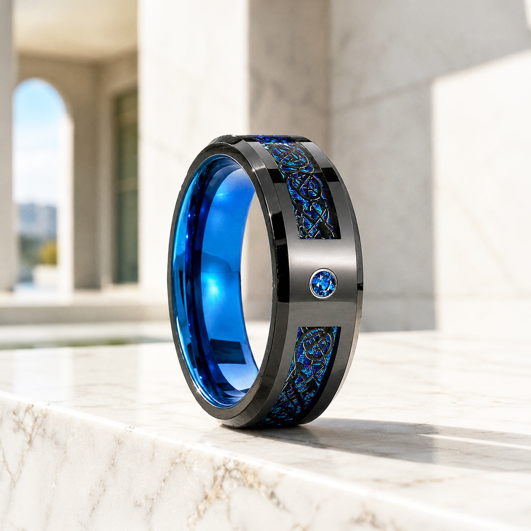 Legend | Blue Carbon Fibre Tungsten Carbide Ring | Men's Ring