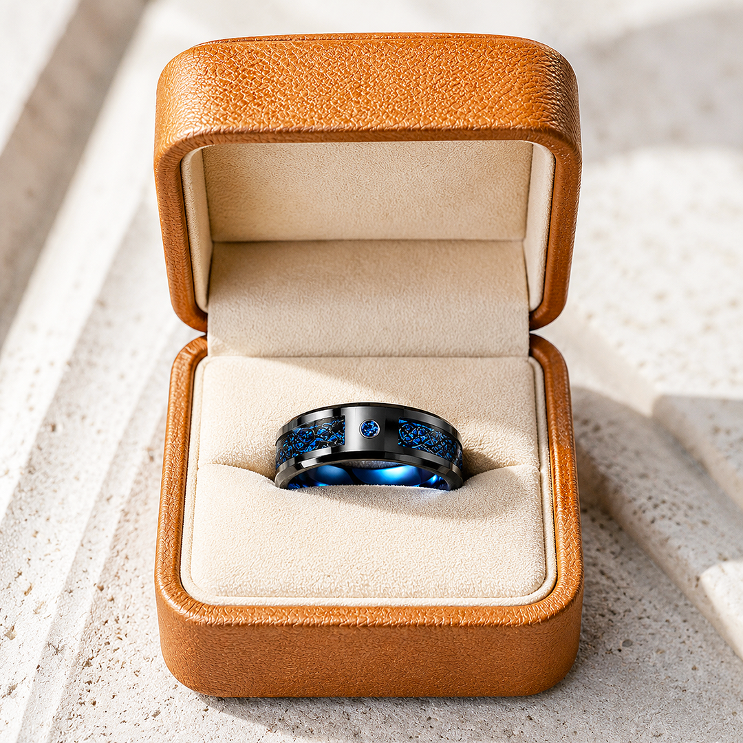 Legend | Blue Carbon Fibre Tungsten Carbide Ring | Men's Ring