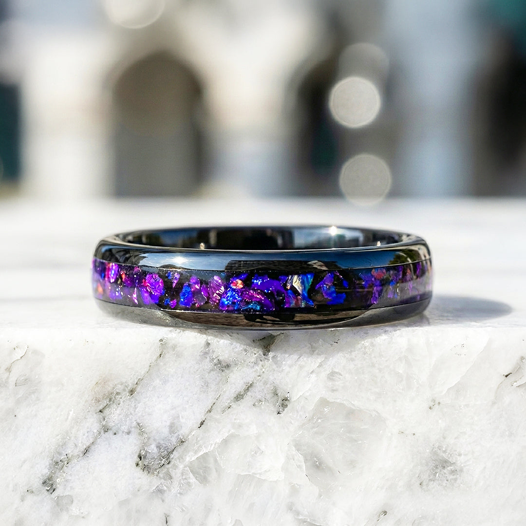 Lunara Purple Galaxy Black Tungsten Carbide Ring | Men's Ring