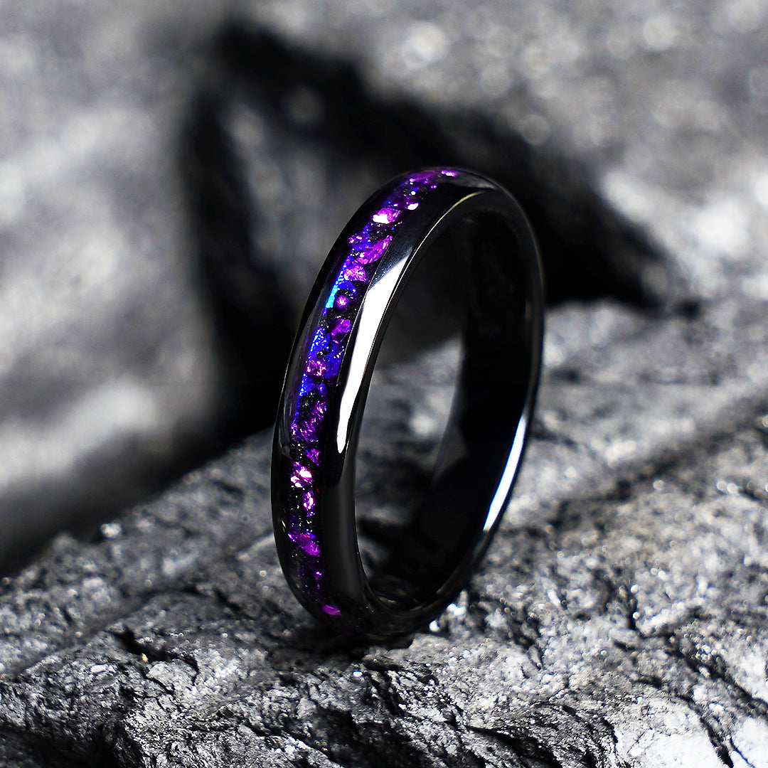 Lunara Purple Galaxy Black Tungsten Carbide Ring | Men's Ring