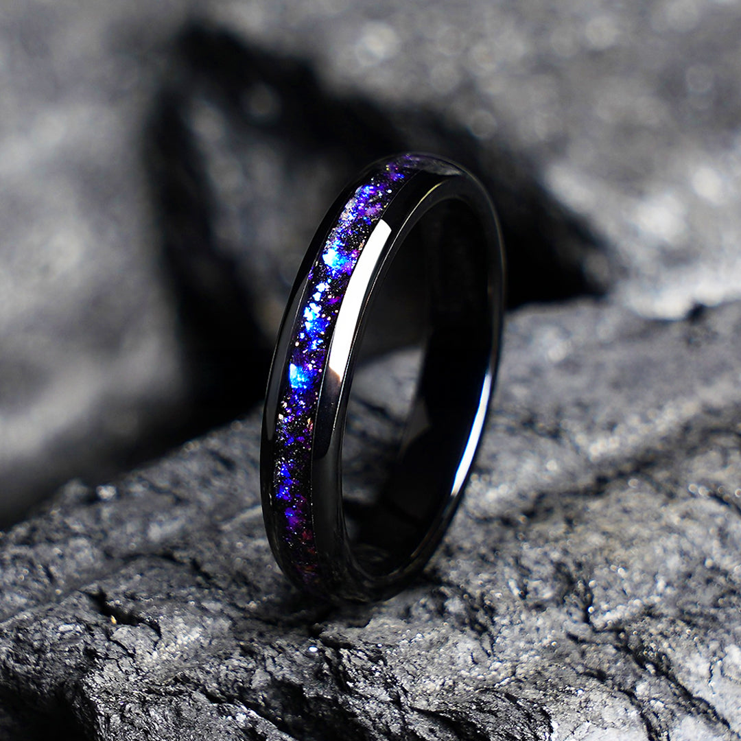 Lunara Purple Galaxy Black Tungsten Carbide Ring | Men's Ring