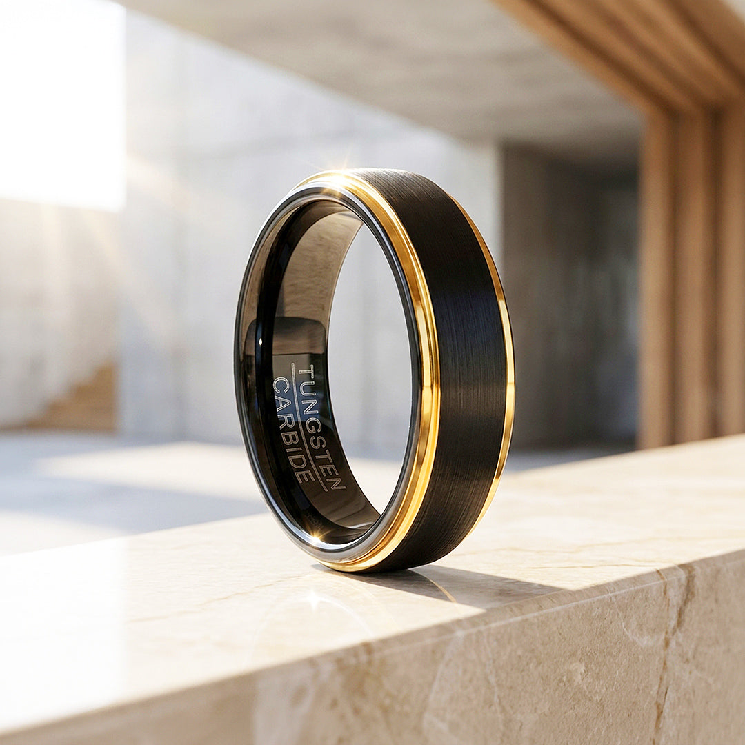 Luther | Brushed Black Gold Tungsten Carbide Ring | Men's Ring