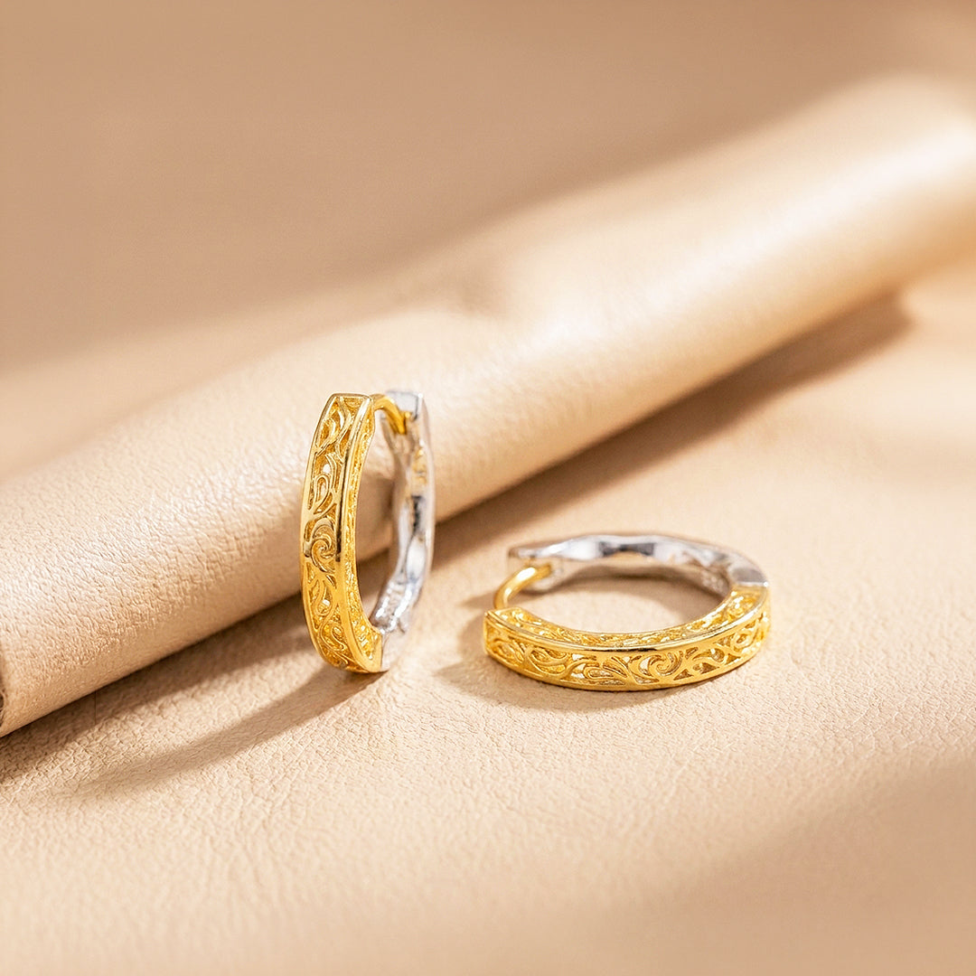Engraved Scroll Huggie Hoop | Men's Earrings | ME1003