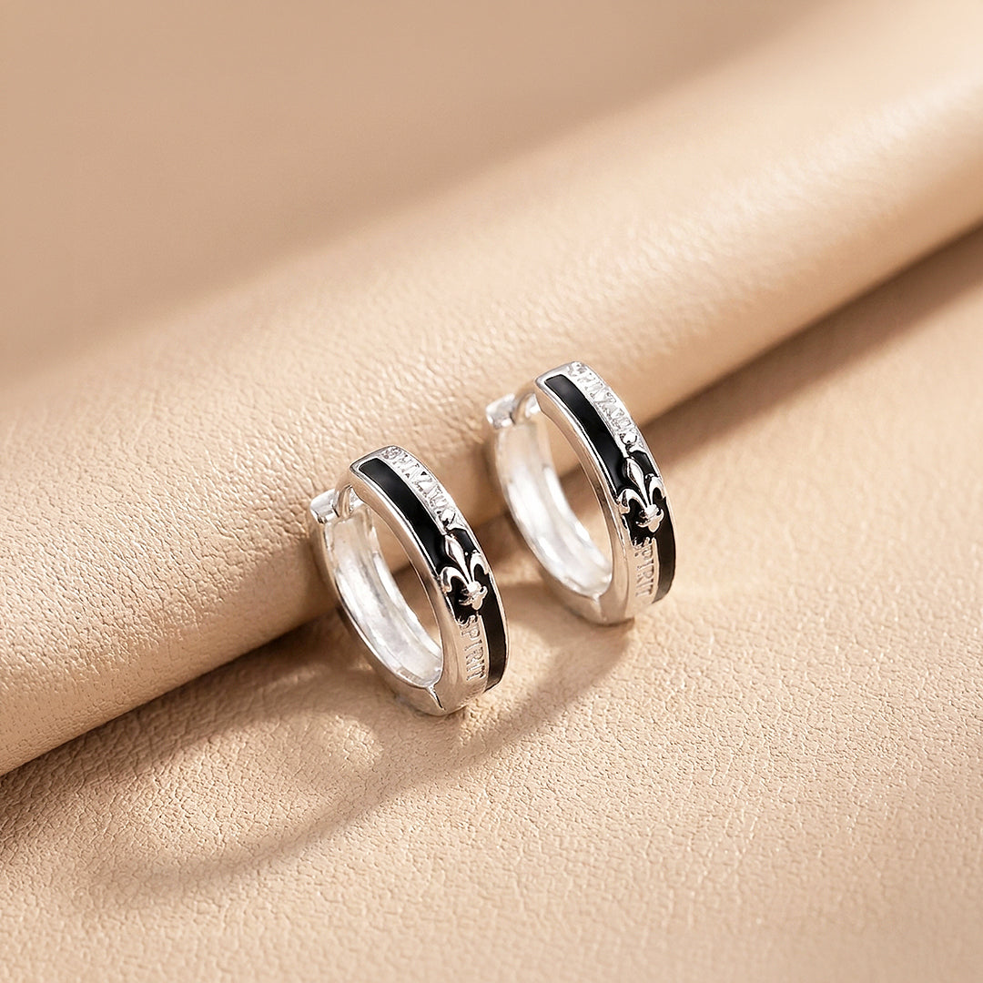 Fleur-de-Lis "Spirit" Engraved Huggie Hoop | Men's Earrings | ME1009