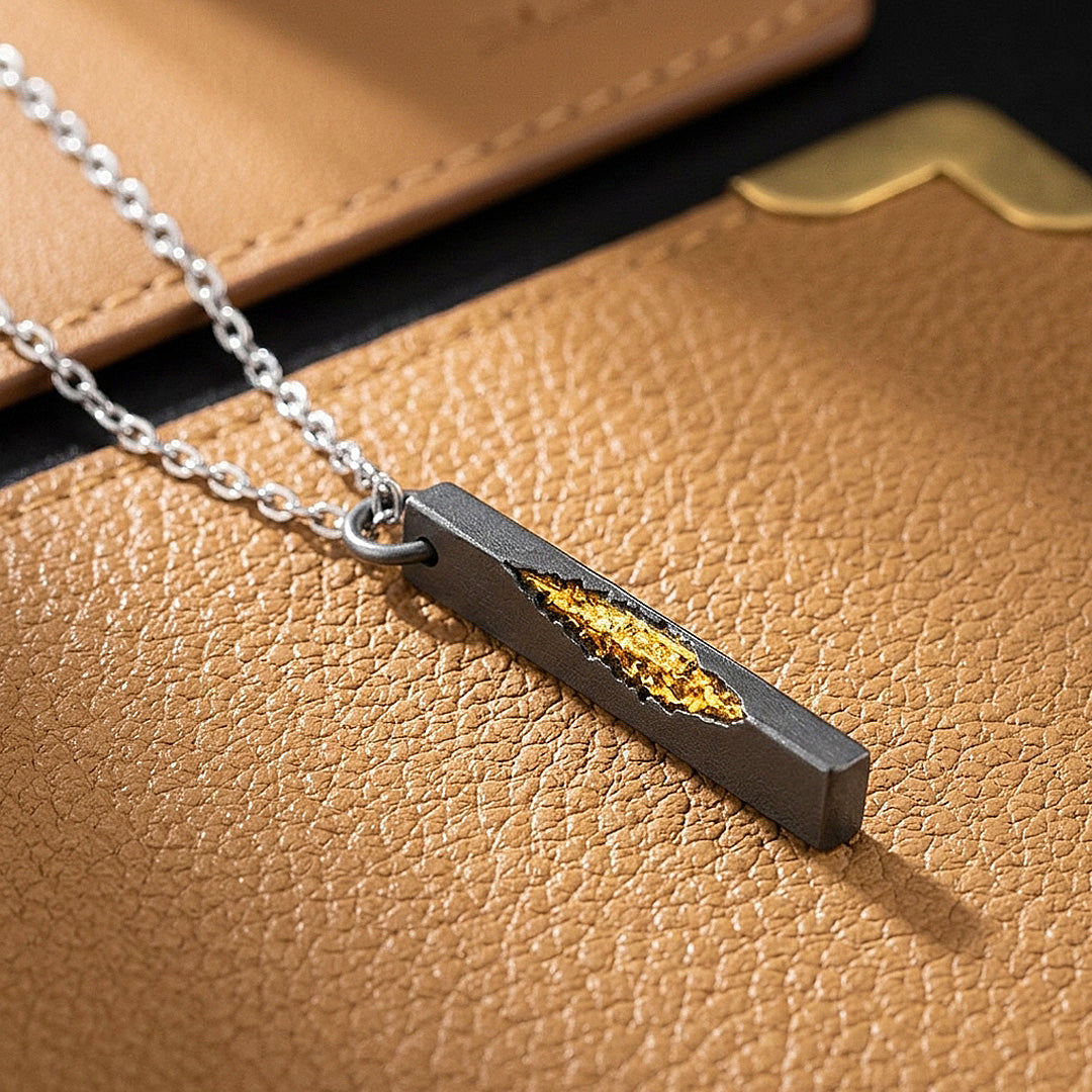 Gold Vein Bar Pendant | Men's Necklace | MN1102