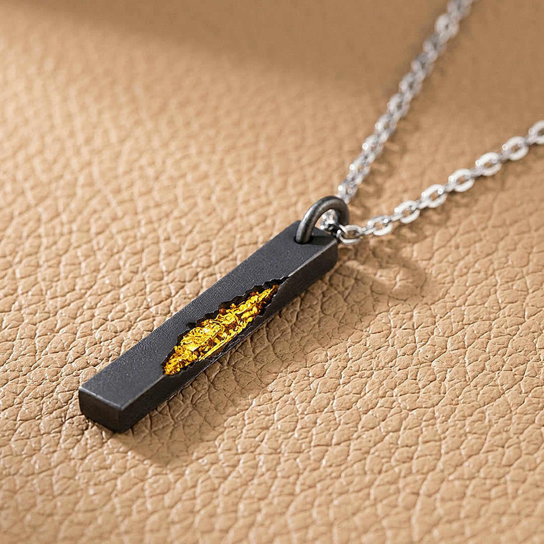 Gold Vein Bar Pendant | Men's Necklace | MN1102