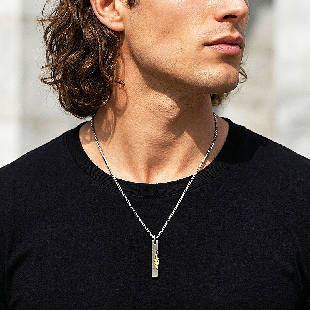 Gold Vein Bar Pendant | Men's Necklace | MN1102