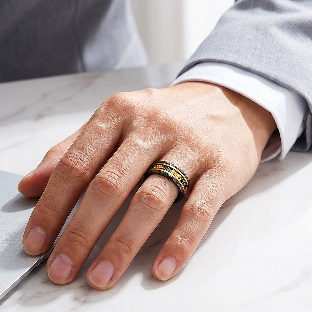 Molten Aurum Black Tungsten Carbide Ring | Men's Ring