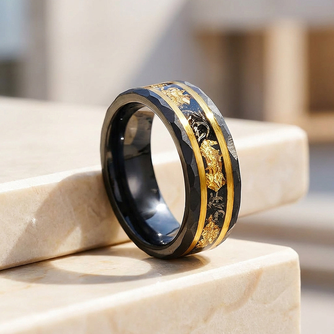 Molten Aurum Black Tungsten Carbide Ring | Men's Ring