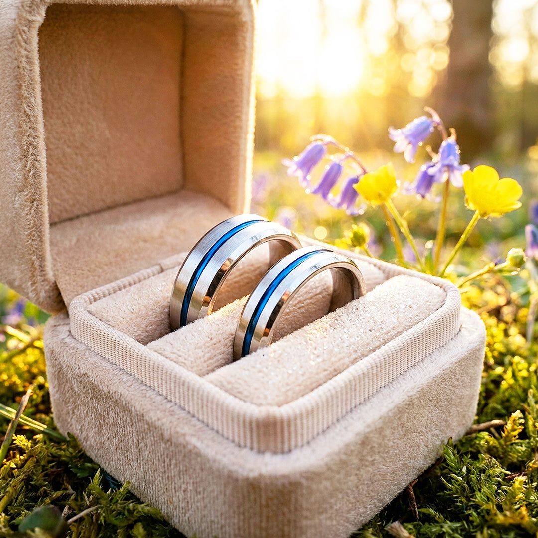 Oros | Tungsten Couple Rings | Silver Wedding Bands