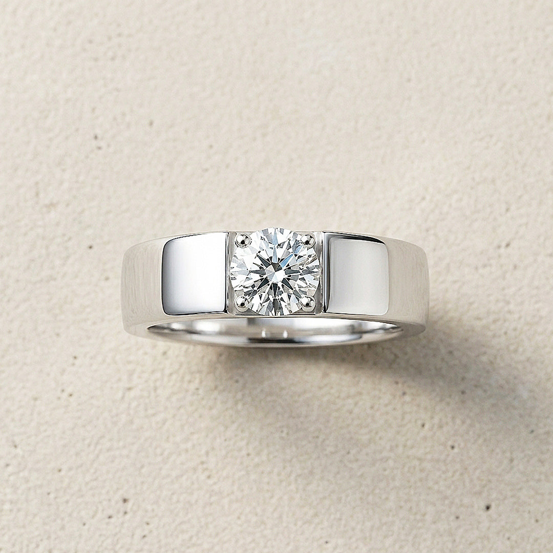 Solitaire Moissanite Men Ring | 925 Sterling Silver | PRM1002