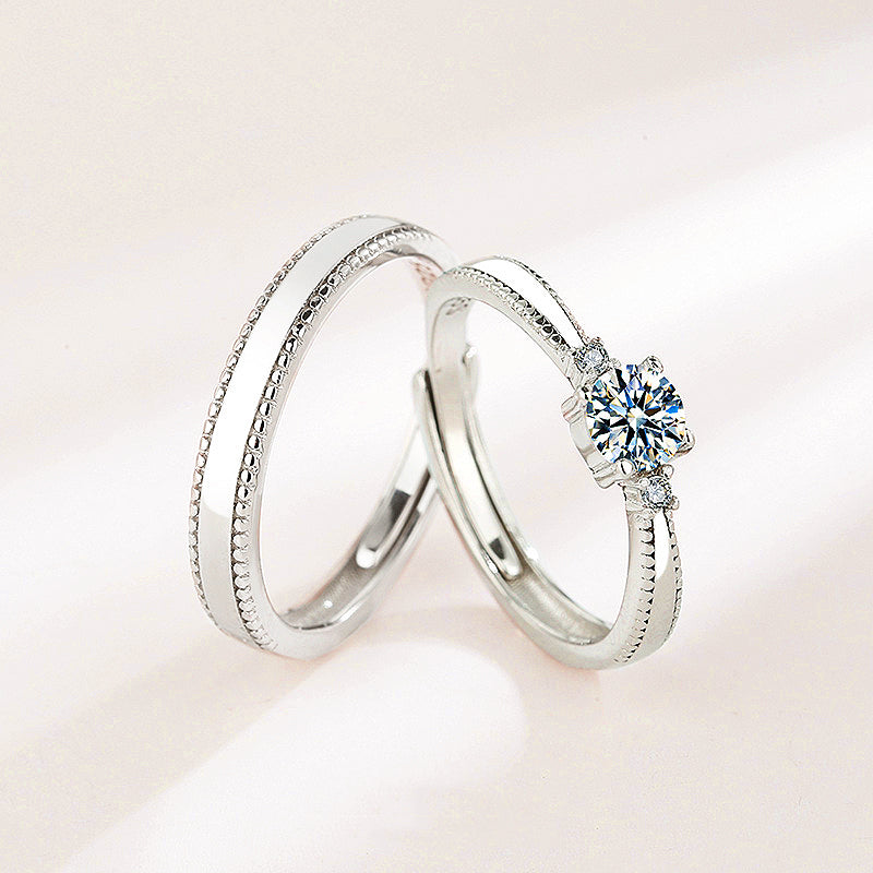 Silver Moon Couple Rings