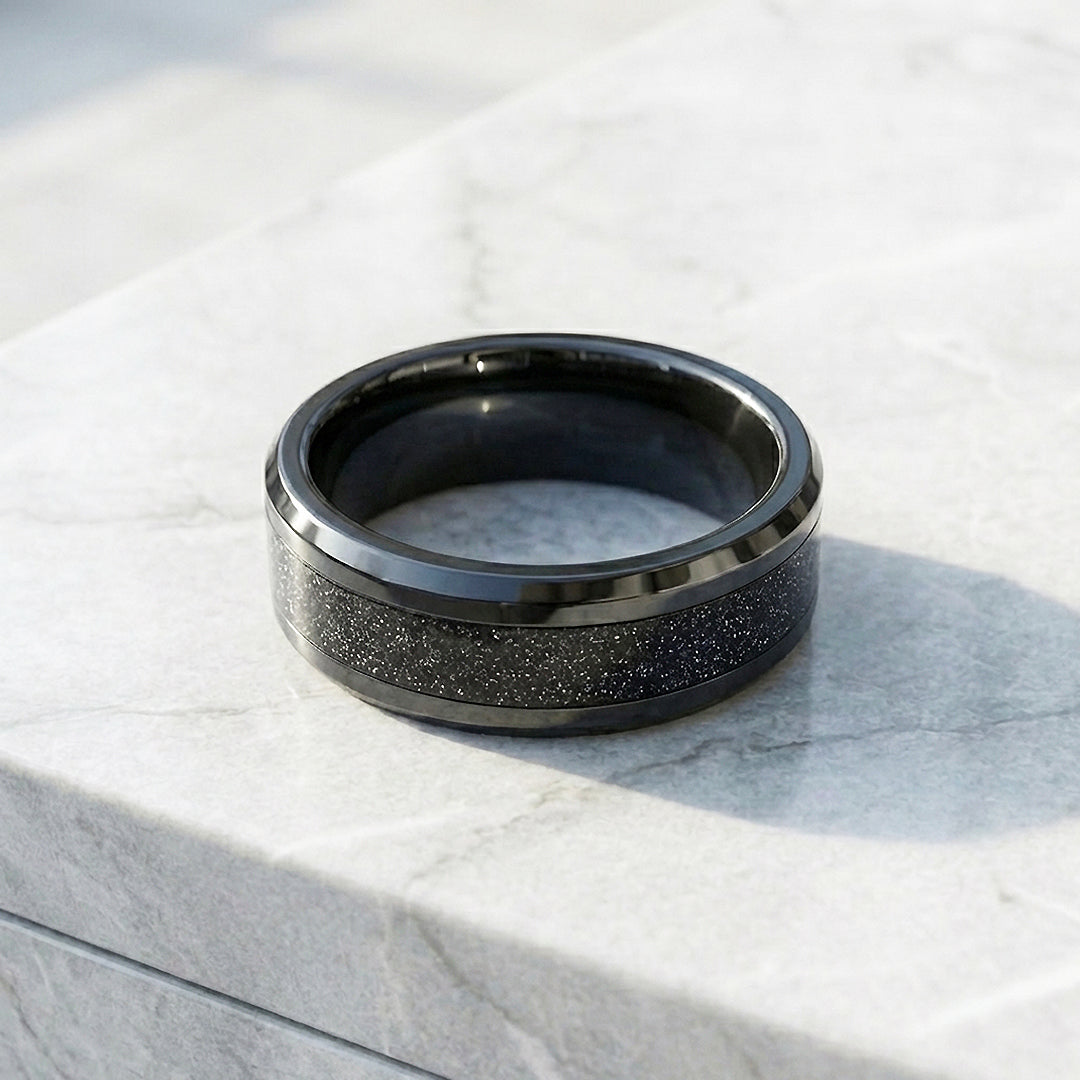 Stars in the Night Glitter Inlay Tungsten Carbide Ring | Men's Ring