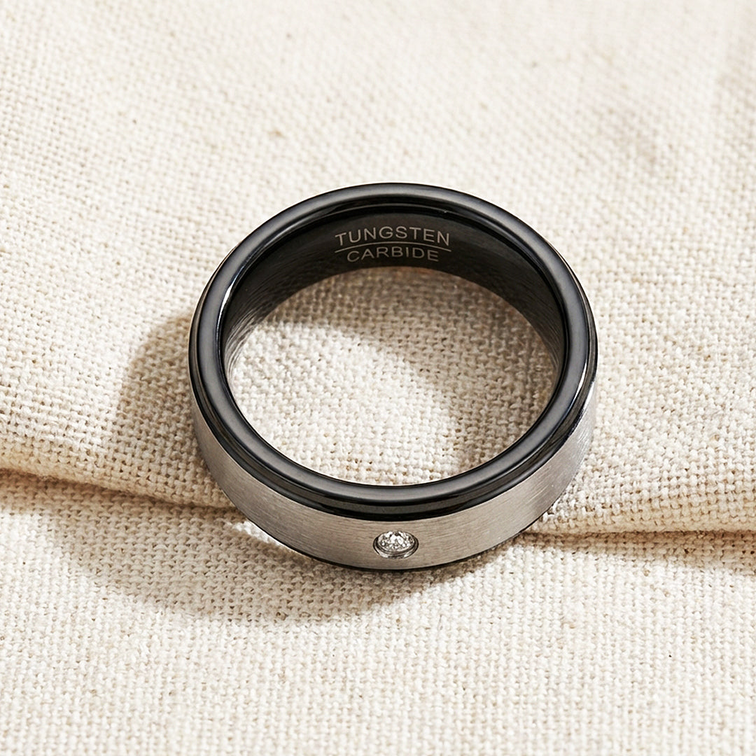 Yoda Brushed Solitaire Tungsten Carbide Ring | Men's Ring