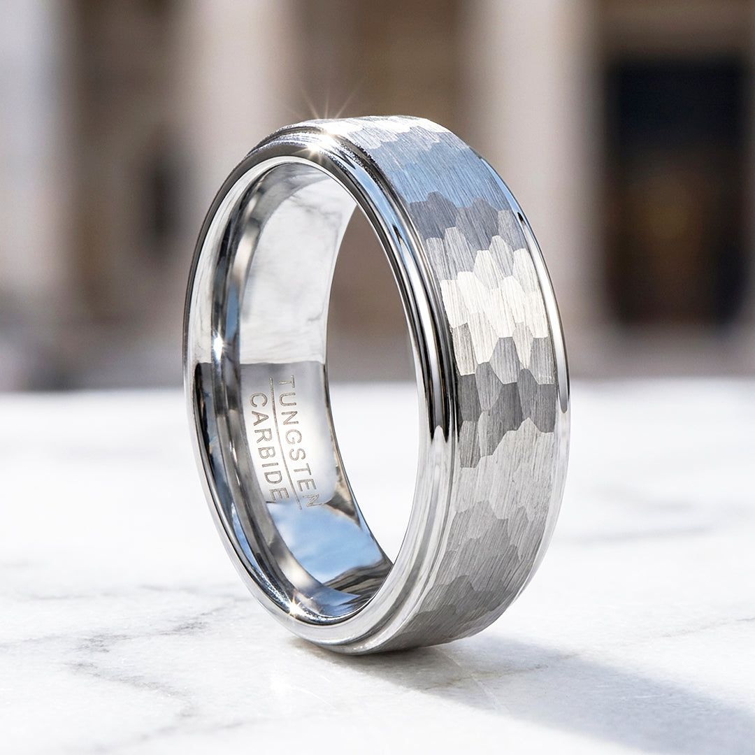 Zinc Hammered Tungsten Carbide Ring | Men's Ring