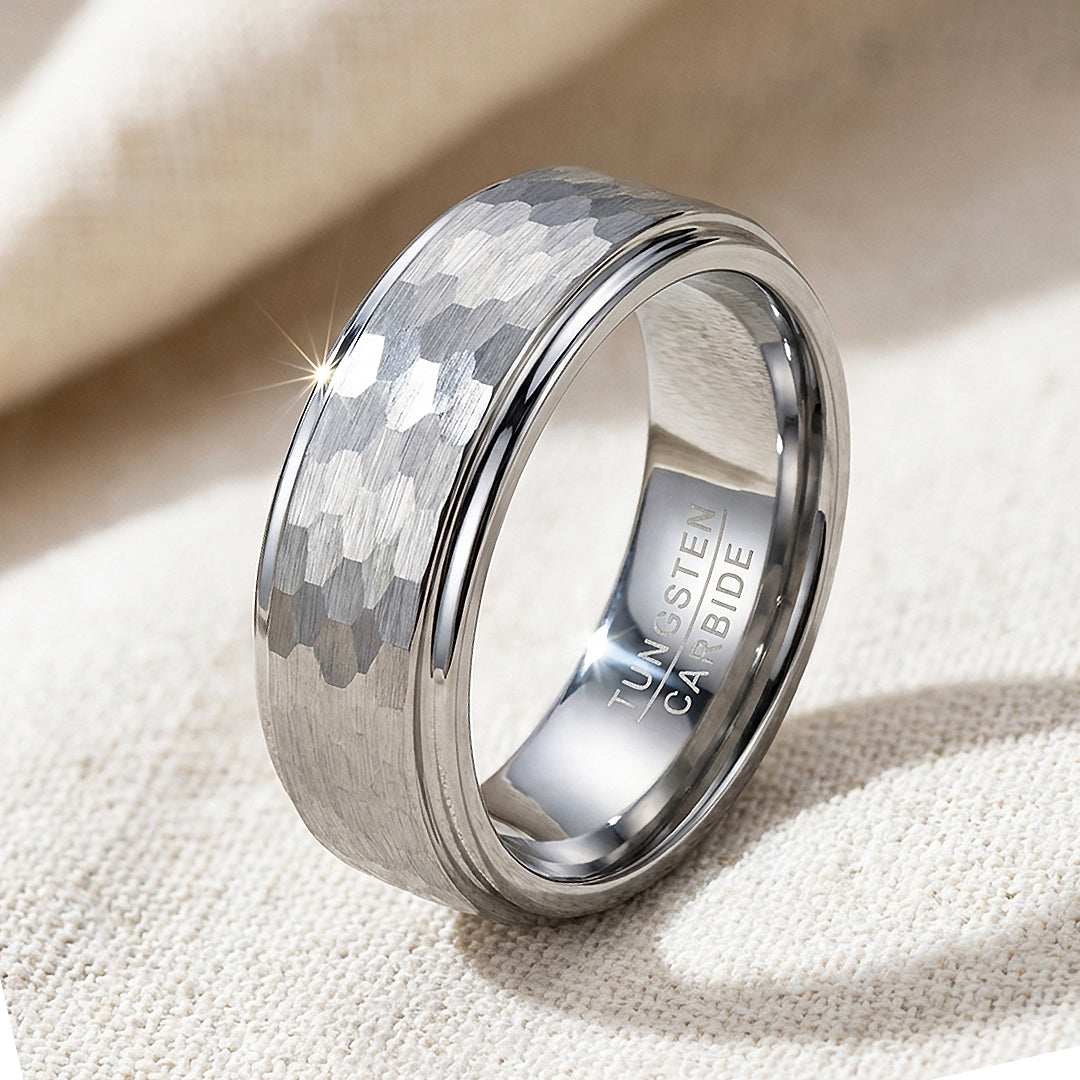 Zinc Hammered Tungsten Carbide Ring | Men's Ring