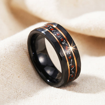 Aetheron Hammered Black Tungsten Carbide Ring | Men's Ring