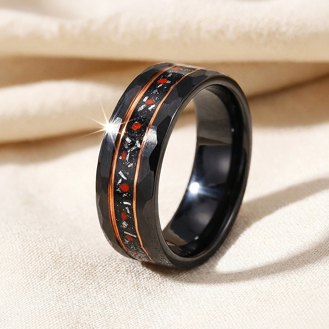 Aetheron Hammered Black Tungsten Carbide Ring | Men's Ring