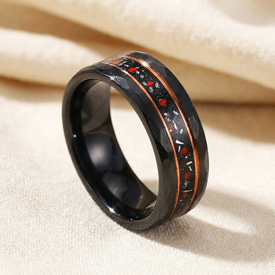 Aetheron Hammered Black Tungsten Carbide Ring | Men's Ring