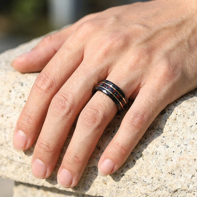 Aetheron Hammered Black Tungsten Carbide Ring | Men's Ring
