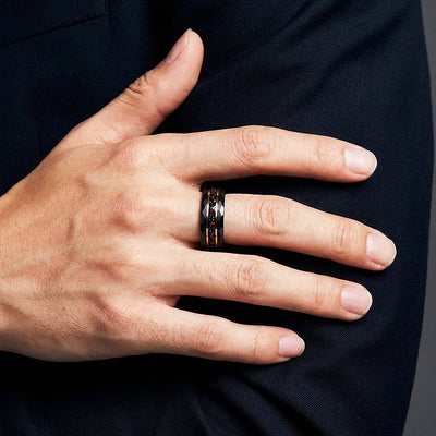 Aetheron Hammered Black Tungsten Carbide Ring | Men's Ring