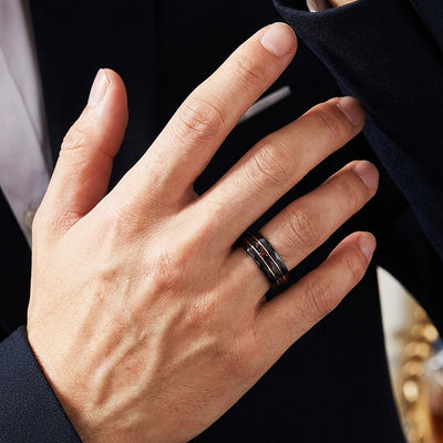 Aetheron Hammered Black Tungsten Carbide Ring | Men's Ring