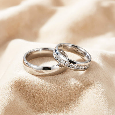 Aiko | High-Polished Classic Dome and Channel-Set Wedding Band