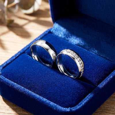 Aiko | High-Polished Classic Dome and Channel-Set Wedding Band